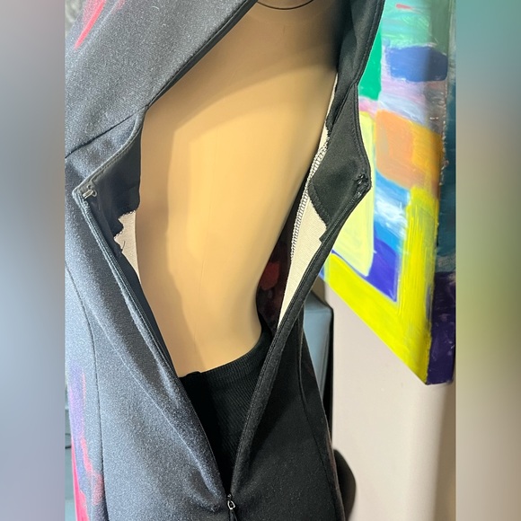 INC International Concepts Dress SZ 4 Black Red Abstract Floral Print Sheath - Picture 7 of 14